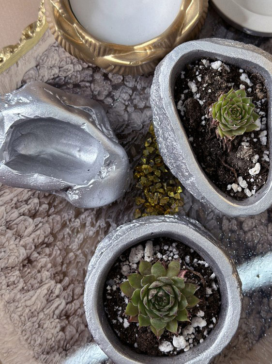 Силиконовый молд - Кашпо под камень №1, 10x8см, 1 шт. — картинка 7