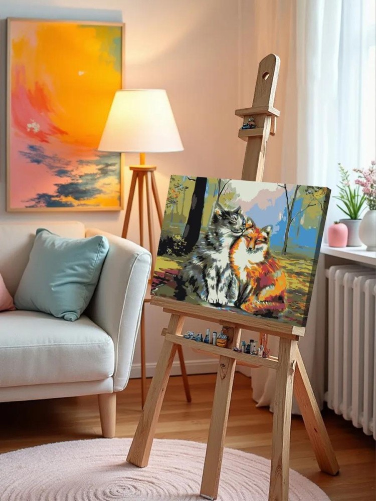 Картина по номерам «Кот и лиса» — картинка 9