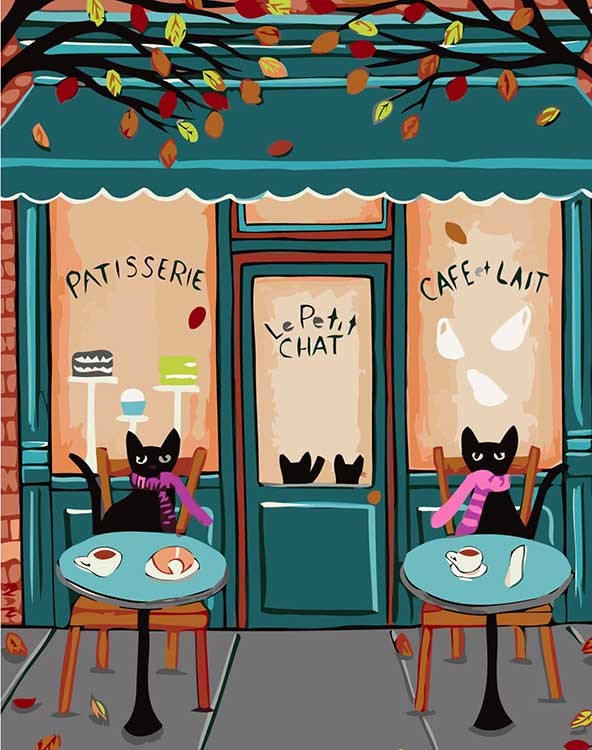 Картина по номерам «Кошки в кафе»