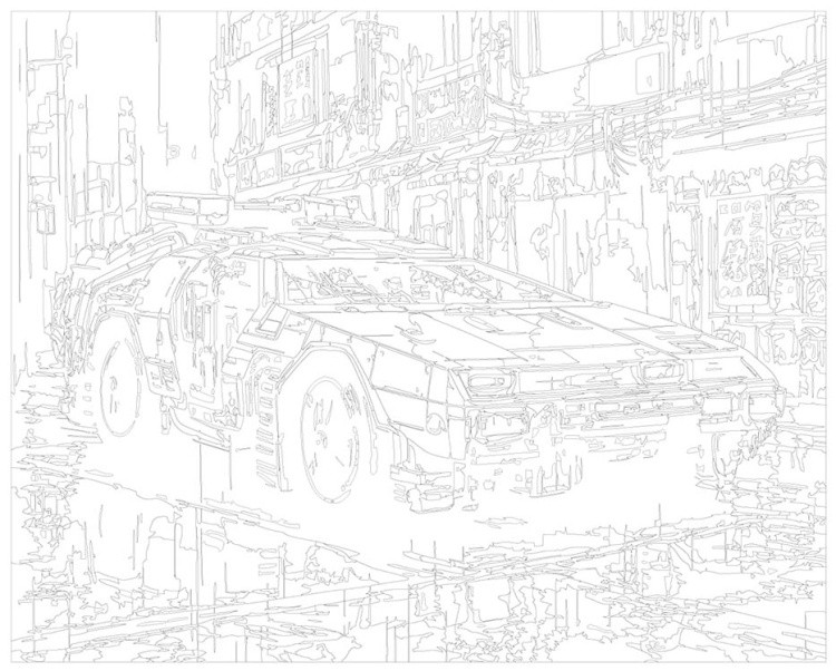 Картина по номерам «Машины: ДеЛореан в стиле киберпанка» — картинка 3