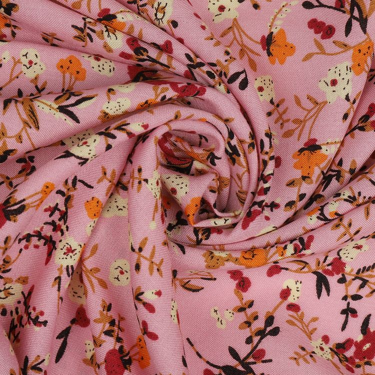 Ткань Штапель с рисунком, 5 м, ширина 145 см, 110 г/м2, цвет: с10 розовый, TBY