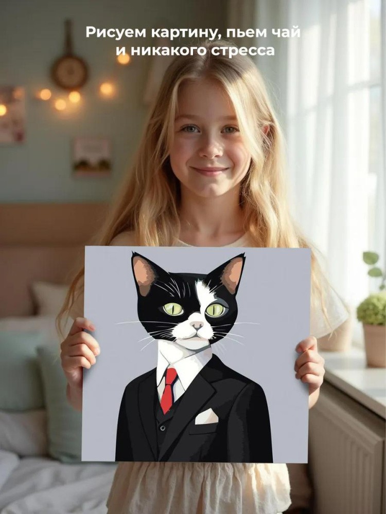 Картина по номерам «Кот в официальном костюме» — картинка 6