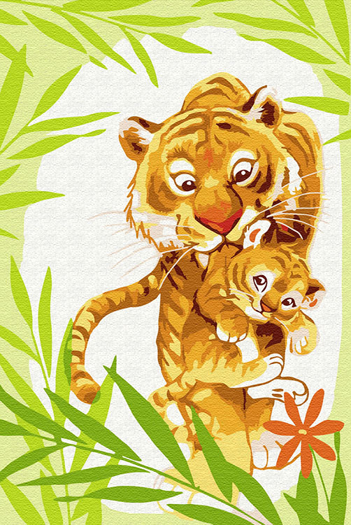 Картина по номерам «Тигрица с тигренком»