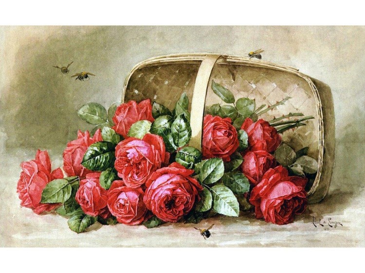 Набор вышивки бисером «Розы в корзинке»