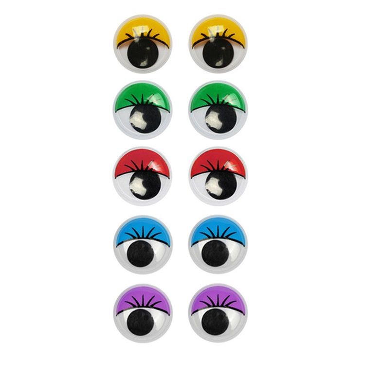 Глаза круглые с ресничками, 8 мм, цвет: микс, 50 шт., Magic 4 Toys