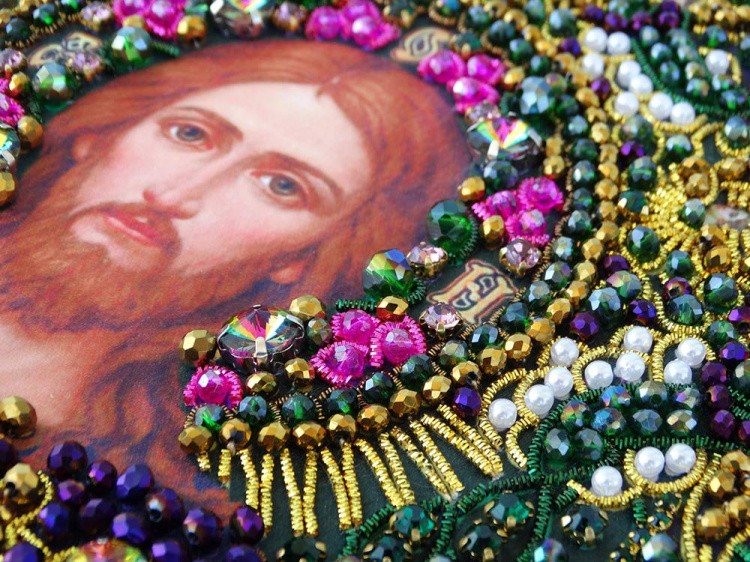 Набор для вышивания хрустальными камнями «Спас Лоза истинная» маленькая (акриловый жемчуг)  — картинка 12