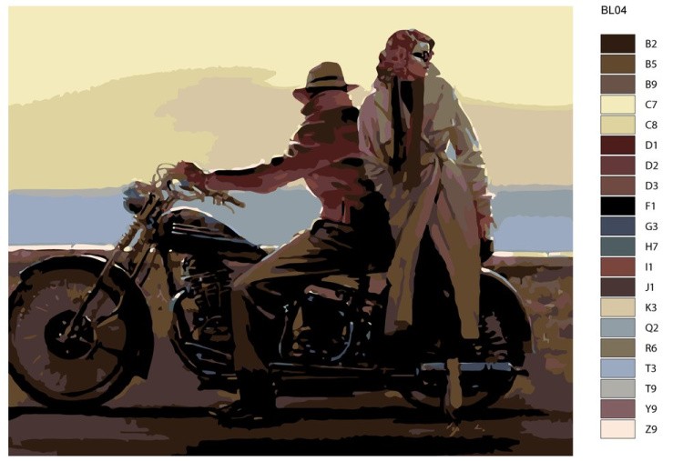 Картина по номерам «Поездка на мотоцикле» — картинка 2