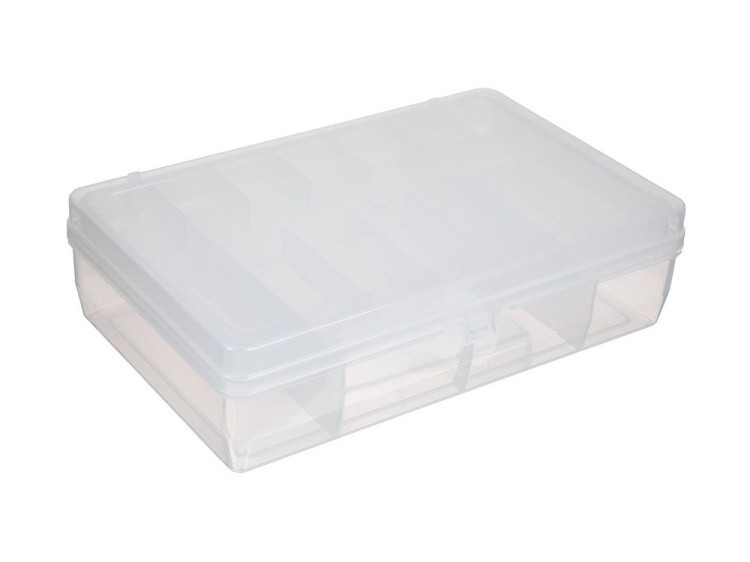 Коробка для мелочей №2 двухъярусная со вкладышем Trivol, цвет: прозрачный