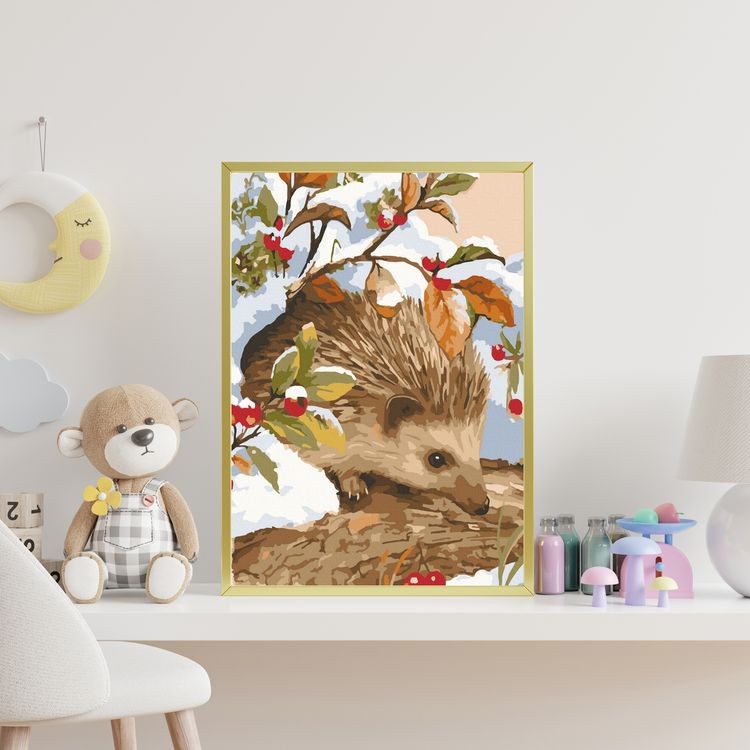 Картина по номерам «Ёжик в зимнем лесу» — картинка 4