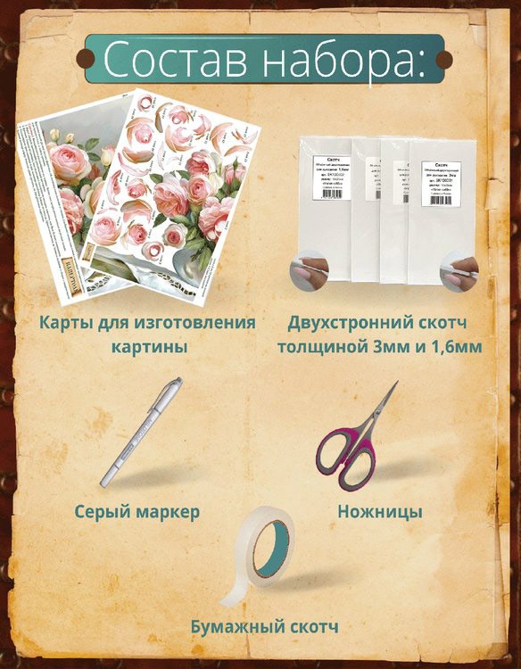 Набор папертоль «Розы Федеричи» 36x29 см  — картинка 3