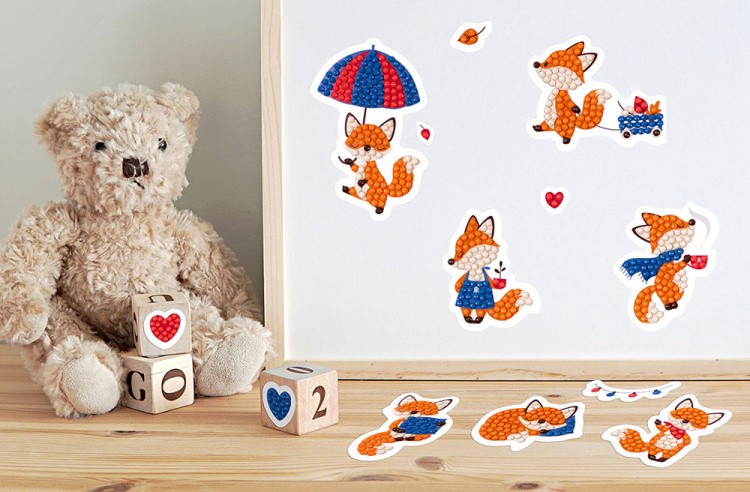 Алмазная вышивка «Наклейки. Лисята» — картинка 3