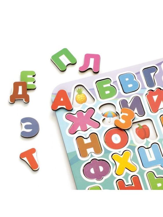 Развивающее пособие из дерева «Изучаем буквы», 2 цветных слоя — картинка 4