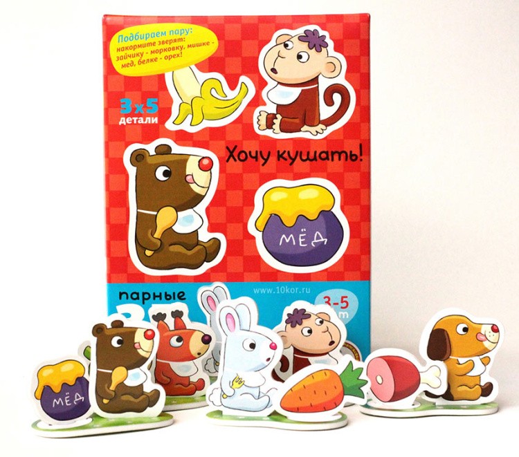 Настольная игра: парные 3D-пазлы для детей «Хочу кушать» — картинка 3