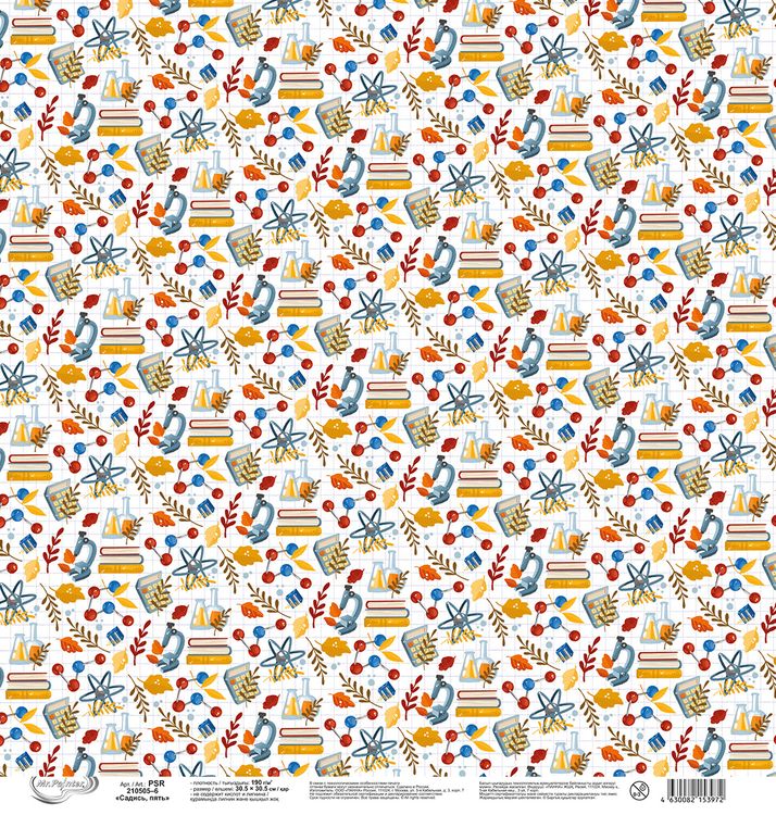 Бумага для скрапбукинга «Садись, пять», 190 г/м2, 30,5x30,5 см, 10 шт., Mr.Painter — картинка 3