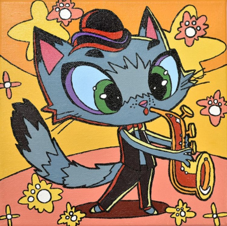 Картина по номерам «Кот-трубач» — картинка 3