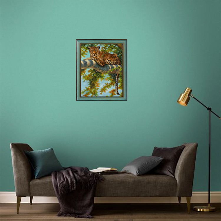 Алмазная вышивка «Леопард в тени ветвей» — картинка 8