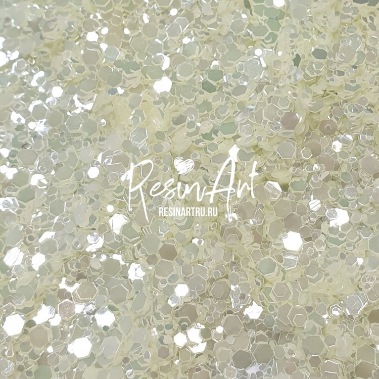 Глиттер ResinArt Зеленый люминофор (шестигранник) — картинка 2