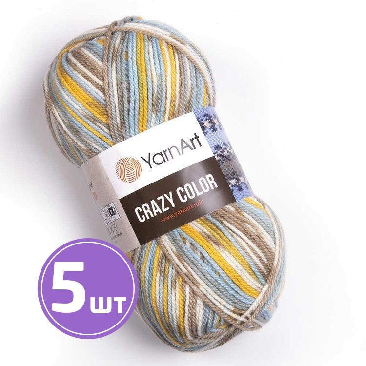 Пряжа YarnArt Crazy Color (180), мультиколор, 5 шт. по 100 г