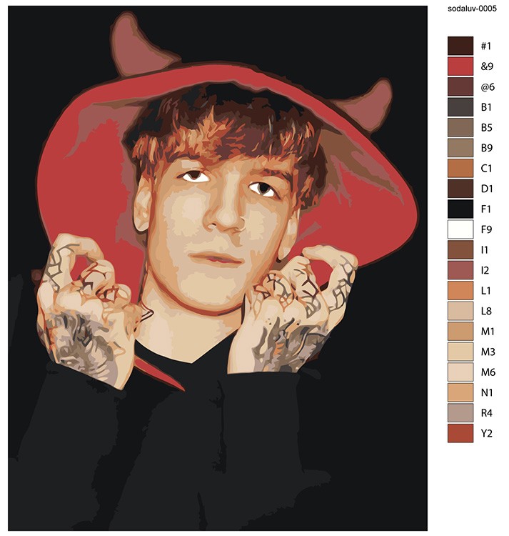 Картина по номерам «Рэпер Soda Luv Сода Лав в капюшоне 2» — картинка 2