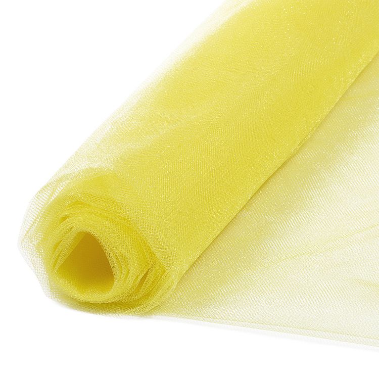 Фатин Kristal средней жесткости, блестящий, 5 м, ширина 300 см, 100% полиэстер, цвет: светло-желтый — картинка 3