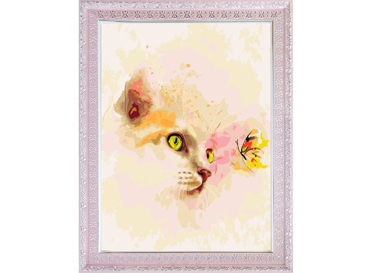 Картина по номерам «Котенок и бабочка» — картинка 2