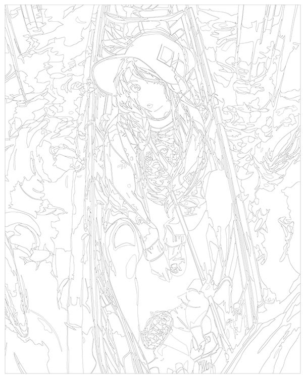 Картина по номерам «Аниме: Модная девушка плывет в лодке по озеру» — картинка 3