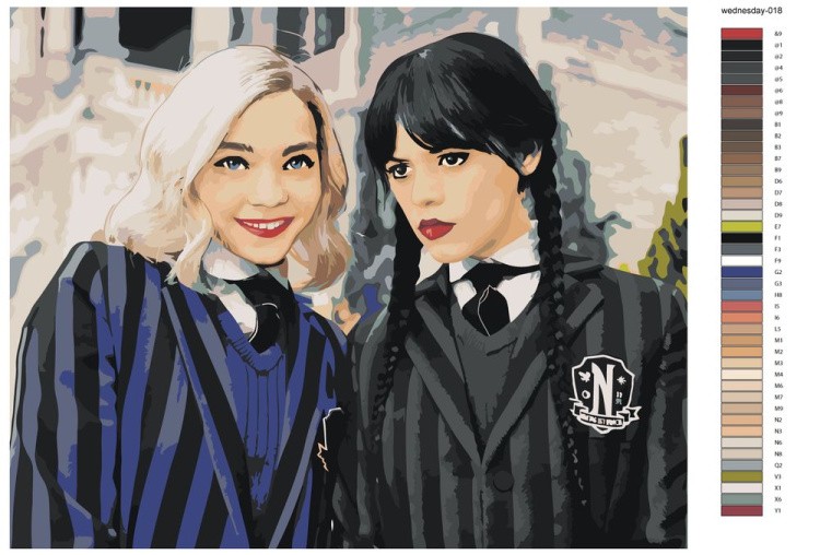 Картина по номерам «Wednesday Уэнсдей Аддамс: С подругой» — картинка 3