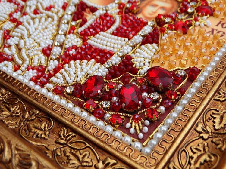 Набор вышивки хрустальными камнями «Казанская (золотая)» — картинка 9