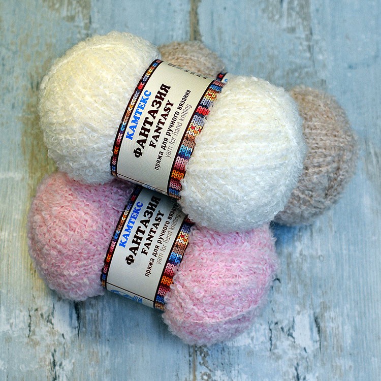 Пряжа Камтекс Фантазия (001), суровый, 5 шт. по 100 г — картинка 2