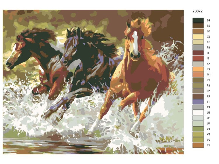 Картина по номерам «Бегущие жеребцы» — картинка 2