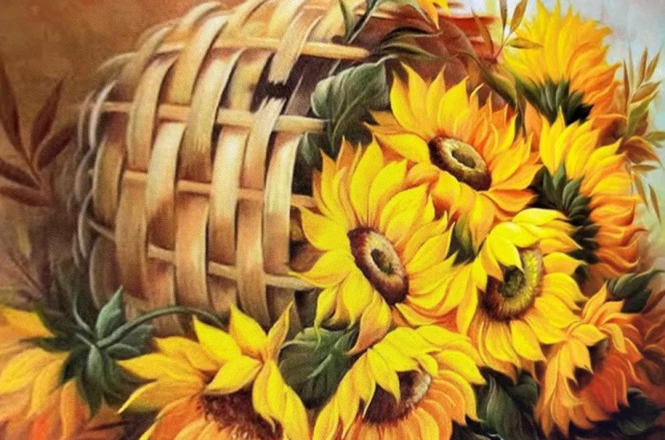 Рисунок на ткани «Корзина подсолнухов» — картинка 8