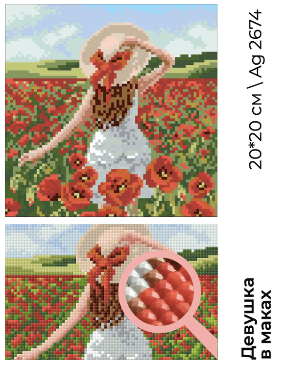 Алмазная вышивка «Девушка в маках» — картинка 2