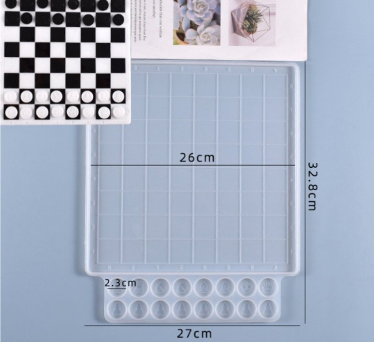 Силиконовые молды - Шахматная доска+шашки, 32,8x27см, 1 молд — картинка 6
