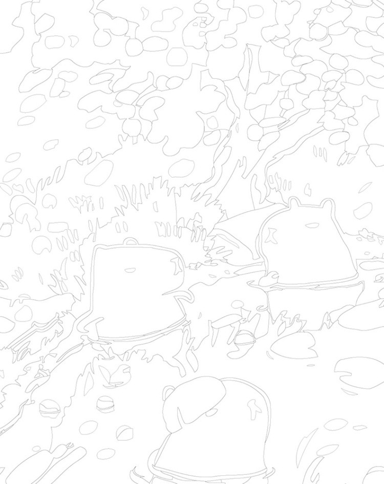 Картина по номерам «Животные: милые капибары в пруду, аниме» — картинка 3