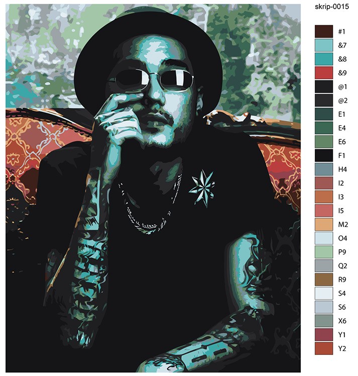 Картина по номерам «Скриптонит рэпер Адиль: портрет на диване» — картинка 2