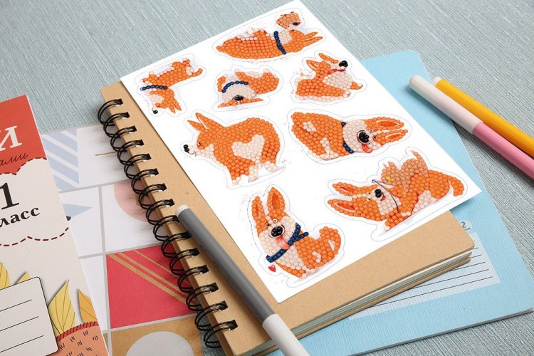 Алмазная вышивка «Наклейки. Корги» — картинка 2