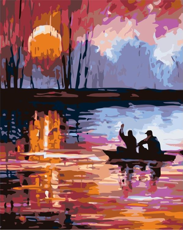 Картина по номерам «Закат у реки»