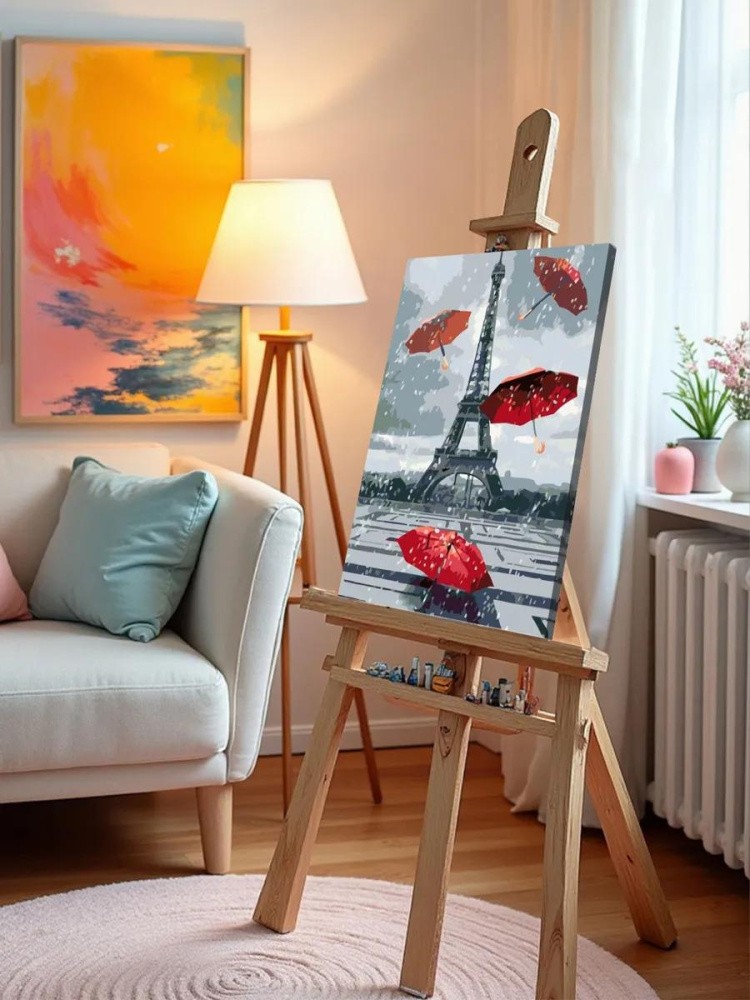 Картина по номерам «Эйфелева башня и зонтики» — картинка 9