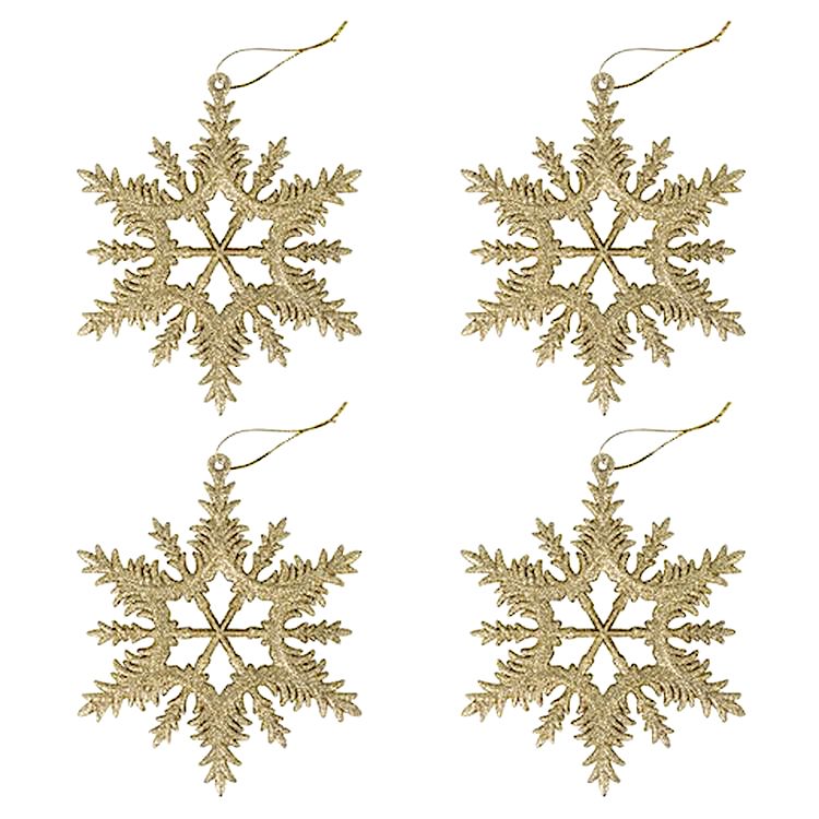 Украшение елочное подвесное «Снежинка золотистая», 4 шт., 13 см, глиттер — картинка 3