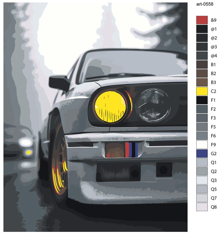 Картина по номерам «Машины: гоночная BMW БМВ М3 е30» — картинка 2