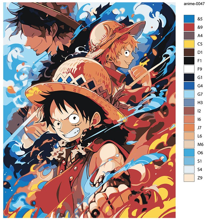 Картина по номерам «Аниме: Герои в шляпах - огонь и вода» — картинка 2