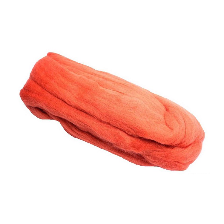 Шерсть для валяния Семёновская пряжа полутонкая, цвет Морковный, 100 г