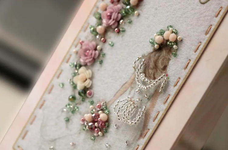 Набор для вышивания хрустальными бусинами открытка-конверт «Невеста» — картинка 3