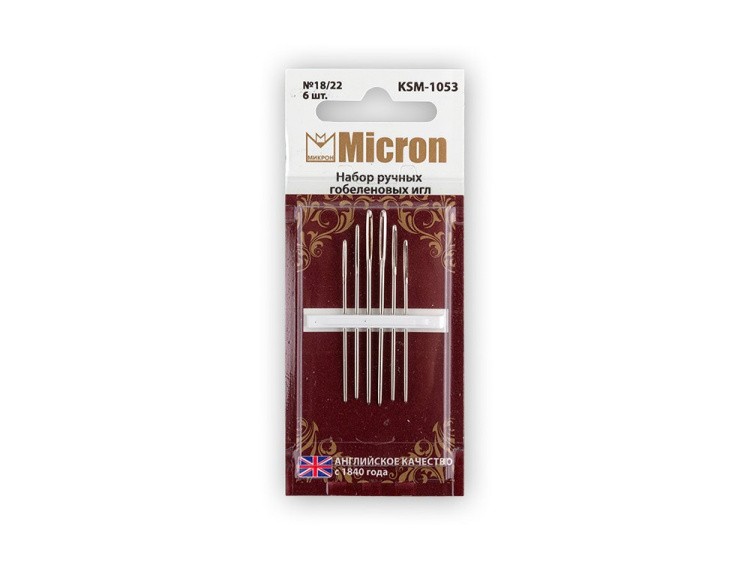 Набор ручных гобеленовых игл Micron №18/22, 6 шт., арт. KSM-1053