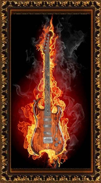 Рисунок на ткани «Гитара в огне»