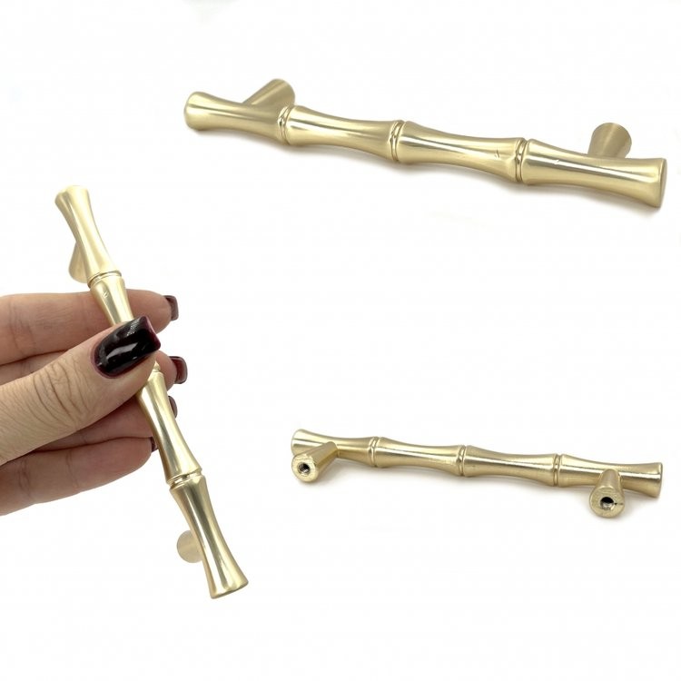 Ручка для подноса в форме бамбука латунная, 12 см, 1 шт. — картинка 2