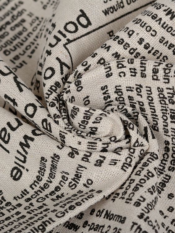 Ткань льняная, 1 м x 150 см, 140 г/м², цвет: белый, черные надписи, TBY — картинка 3