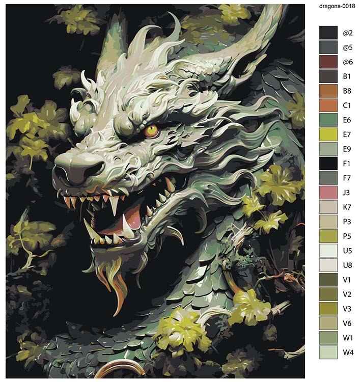 Картина по номерам «Зеленый древесный дракон в листьях 2» — картинка 2
