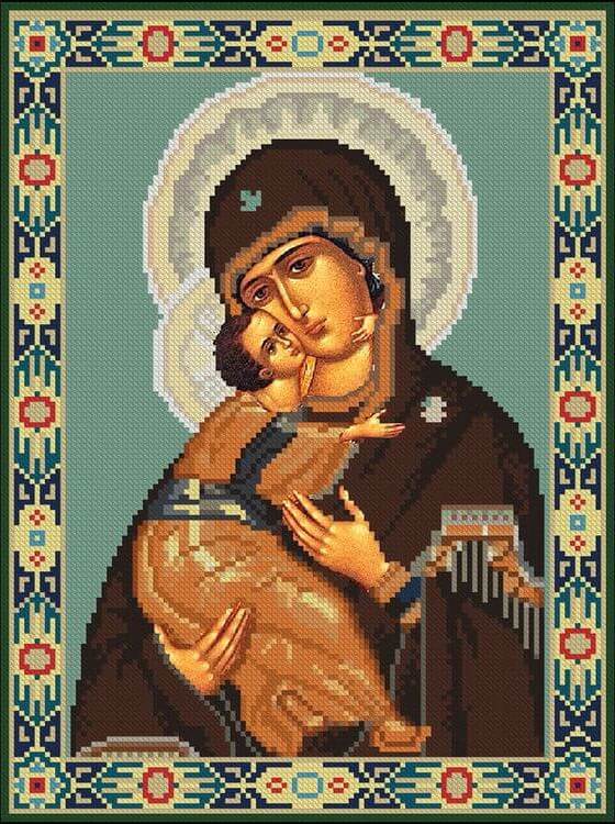 Алмазная вышивка «Владимирская Божия Матерь» — картинка 2