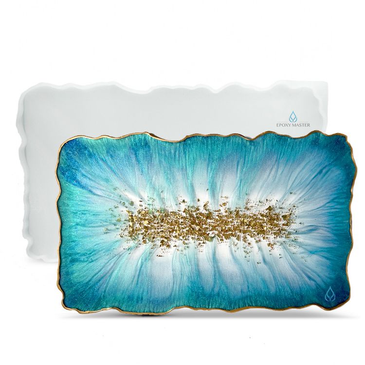 Силиконовый молд для эпоксидной смолы - Поднос жеода №2, 36х21 см — картинка 2